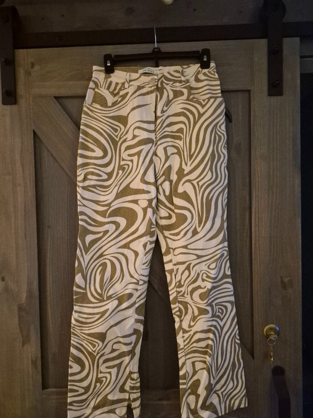 Beige and White Swirly Pants